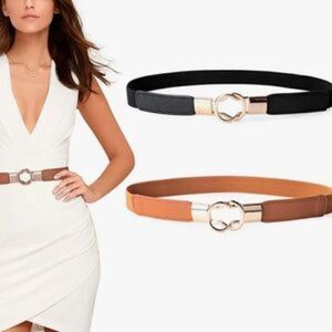 New Retro Elastic Stretchy Metal Buckle Skinny Waist Belt